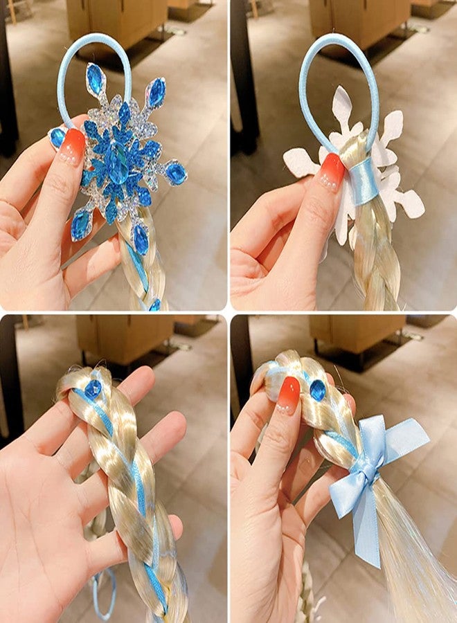 Yosbabe 2Pcs Long Braided Wigs Princess Hairpiece Elsa Wig Braid Girls Cosplay Headband Hair Dess up Accessories for Girls Toddlers - Image 4